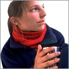 Woman with a sore throat