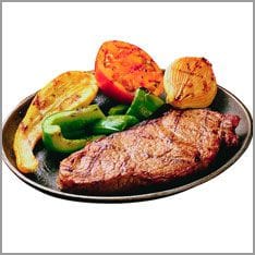 Plate with steak and vegetables