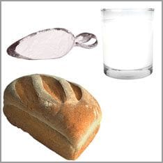 Milch, Weißbrot, Zucker gegen Sodbrennen