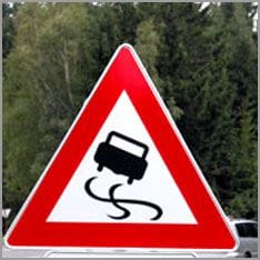 Traffic sign danger of skidding