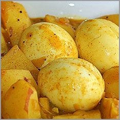 Boiled eggs in mustard sauce