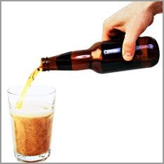 Pour beer into glass