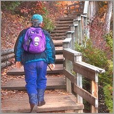 Man with rucksack while hiking