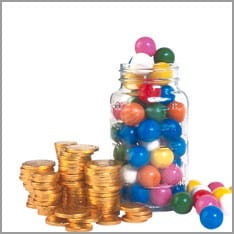 Geld und Kaugummis