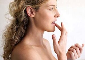 Woman with chapped lips