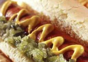 Mustard on hotdog