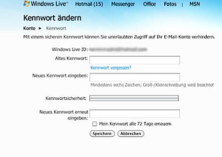 Hotmail Kennwort