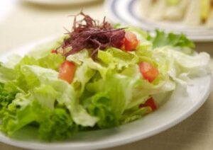 Salad with exotic fruit dressing
