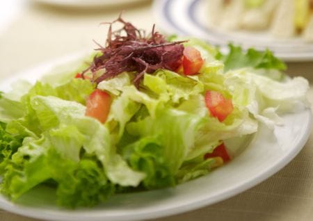 Salad with exotic fruit dressing