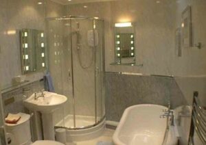 Limescale stains in the shower