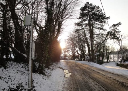 Bus stop in winter