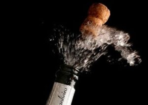 Open champagne bottle