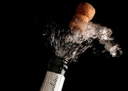Open champagne bottle