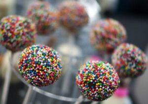 Chocolate balls with colourful sprinkles