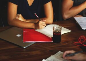 Students learn at the table